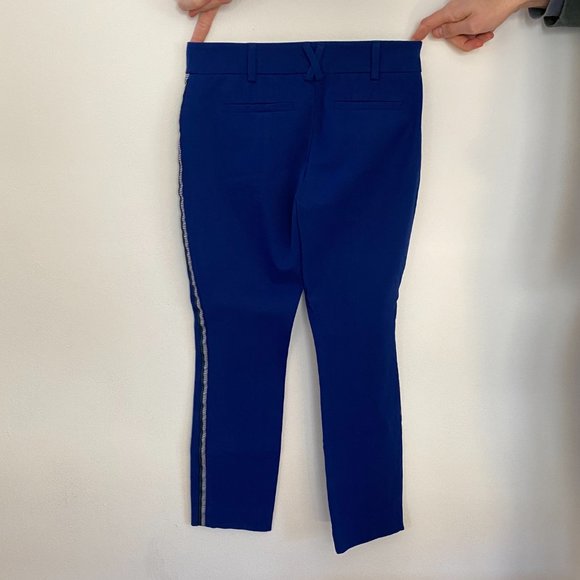 Anthropologie The Essential Slim Side-Stripe Cropped Ankle Trouser Pant Blue - Picture 6 of 6
